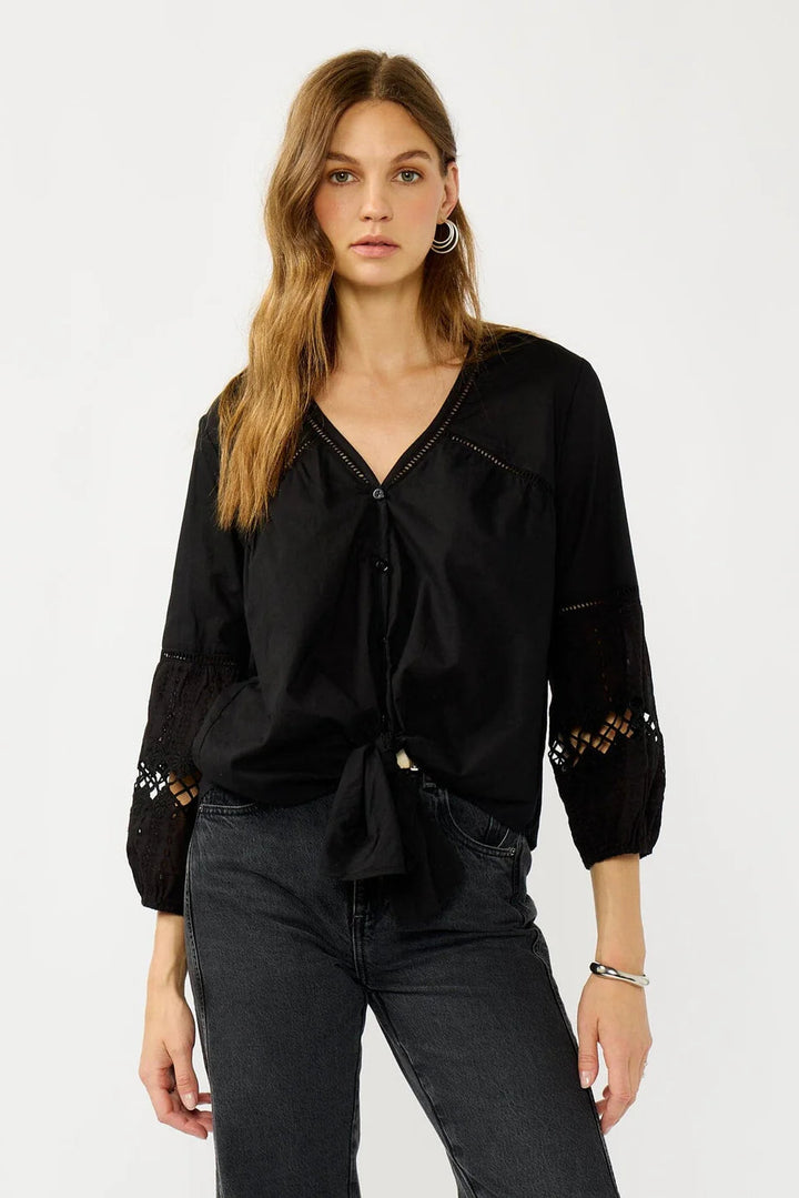 Lovestitch Rosalia Tie Front Top (Black)