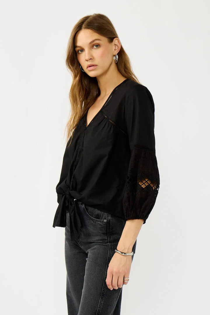 Lovestitch Rosalia Tie Front Top (Black)