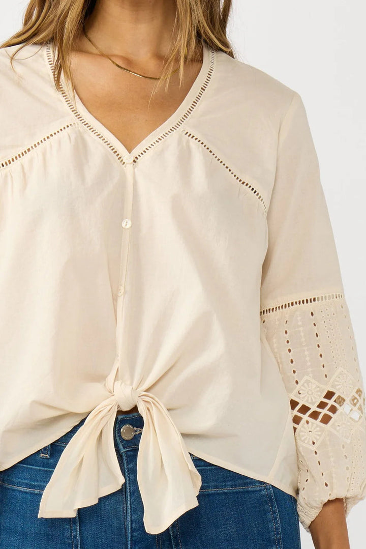 Lovestitch Rosalia Tie Front Top (Natural)