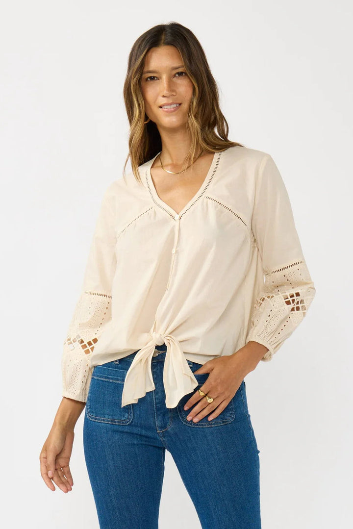 Lovestitch Rosalia Tie Front Top (Natural)