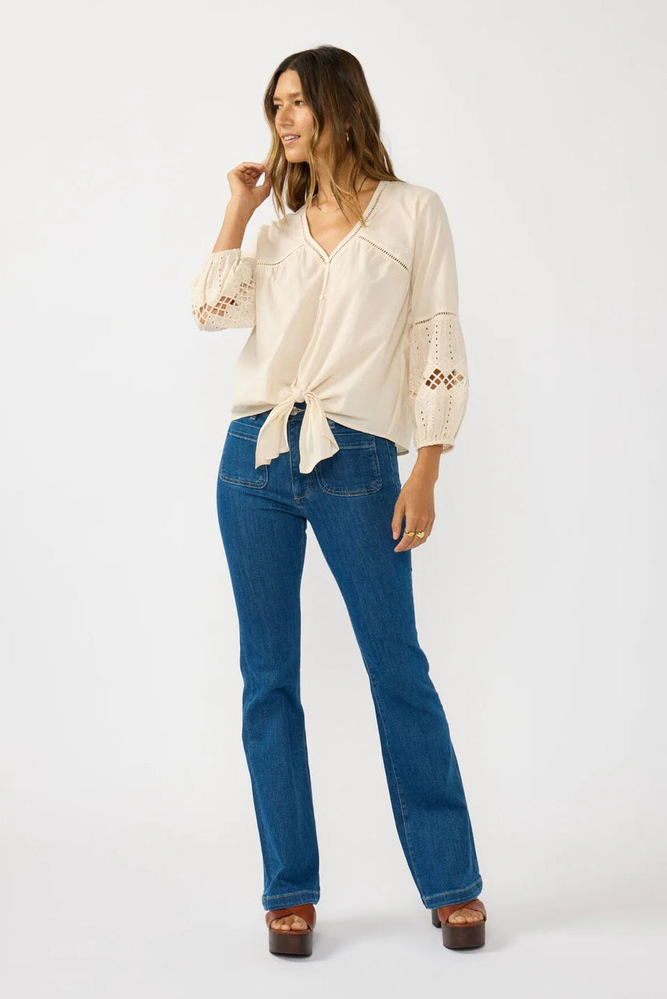 Lovestitch Rosalia Tie Front Top (Natural)