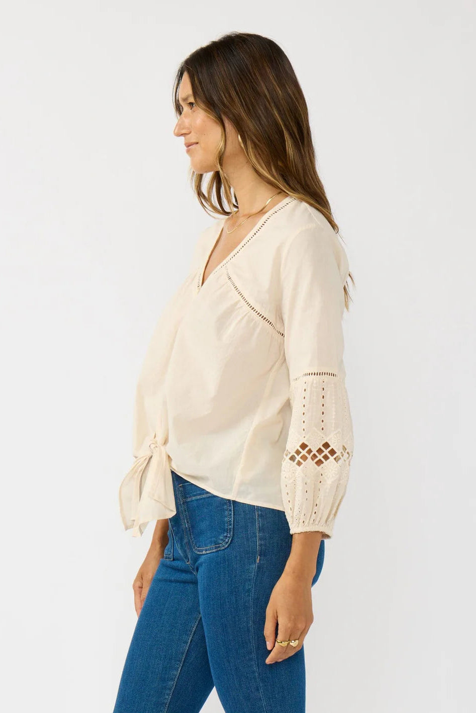 Lovestitch Rosalia Tie Front Top (Natural)