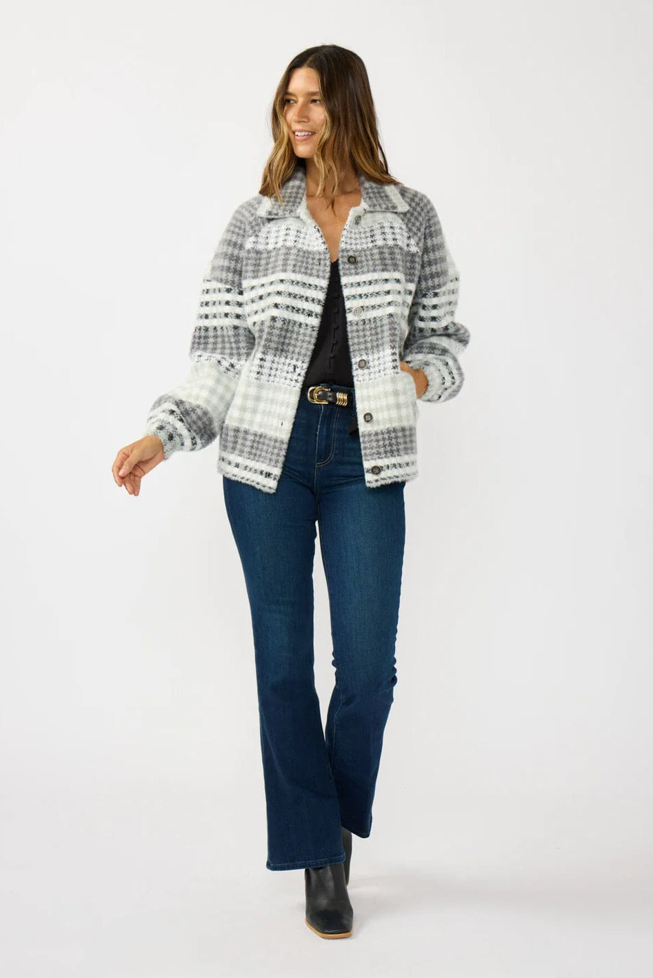 Lovestitch Ashford Fuzzy Plaid Jacket