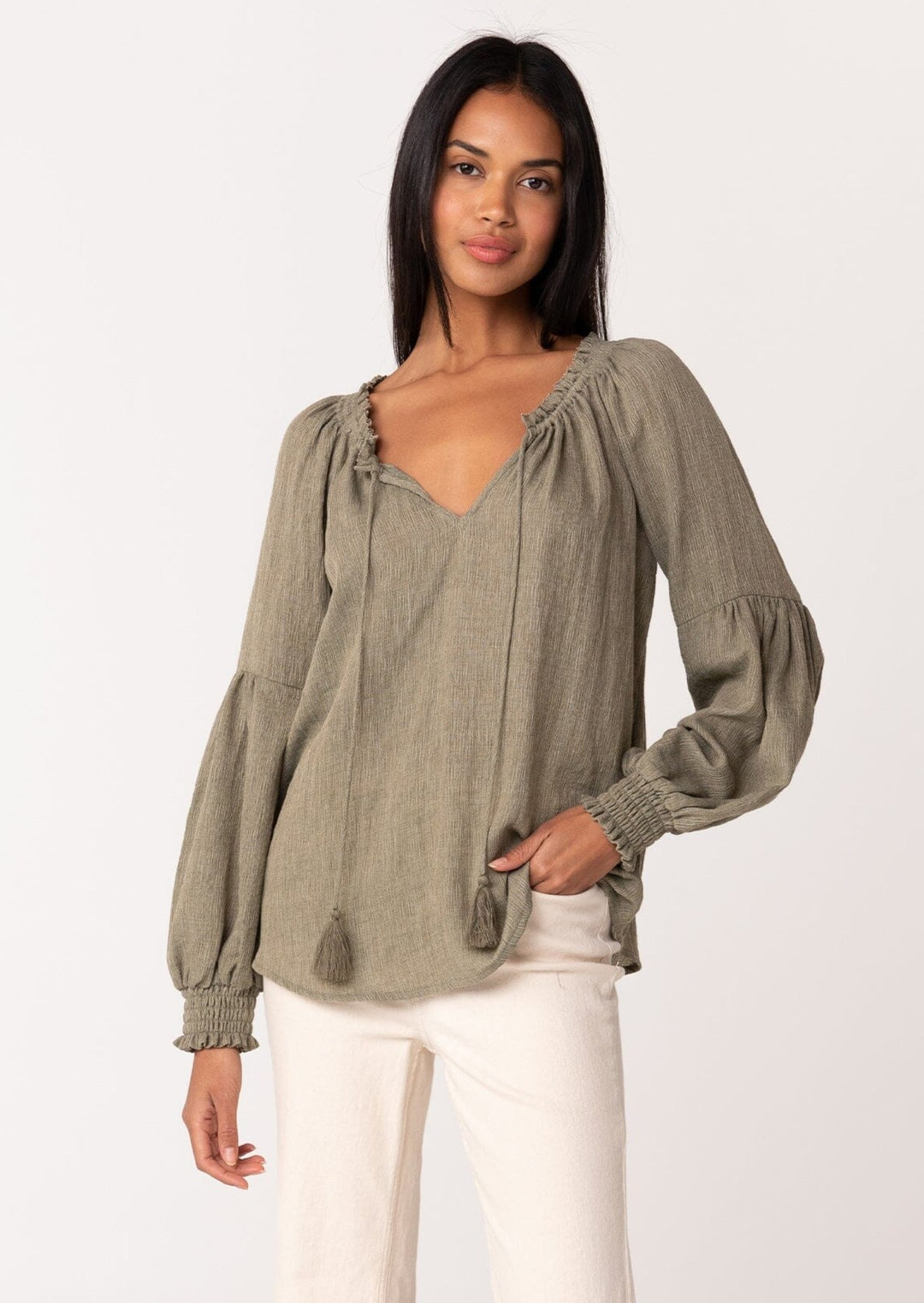 Lovestitch Everleigh Poet Blouse (Olive)