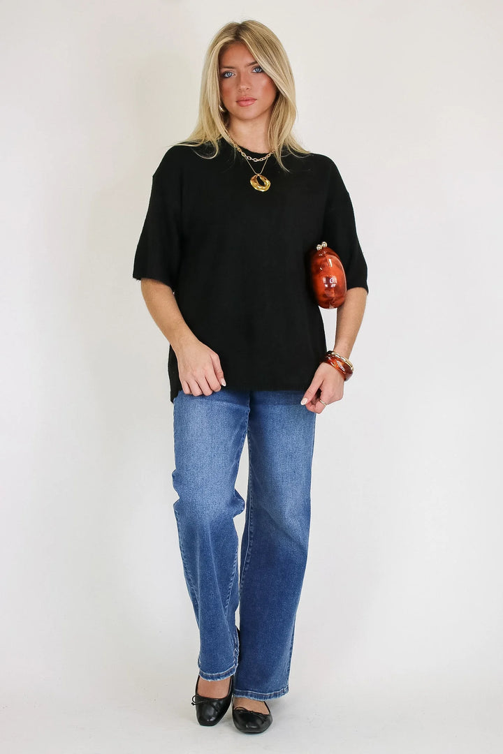 Zen Oversized Sweater Tee (Black)