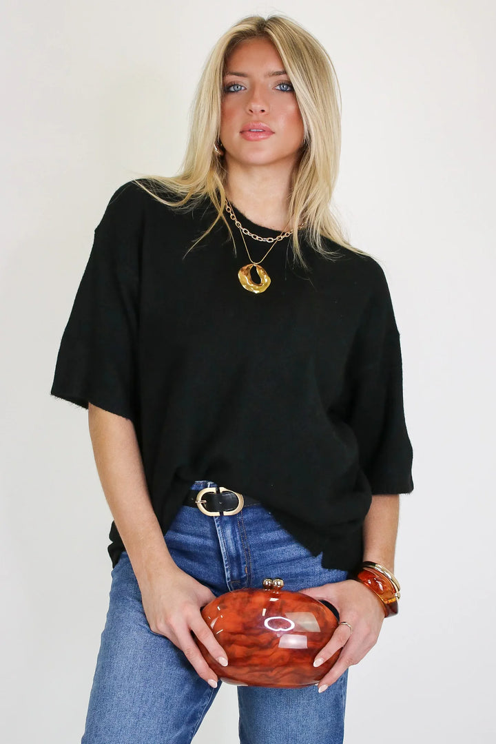 Zen Oversized Sweater Tee (Black)