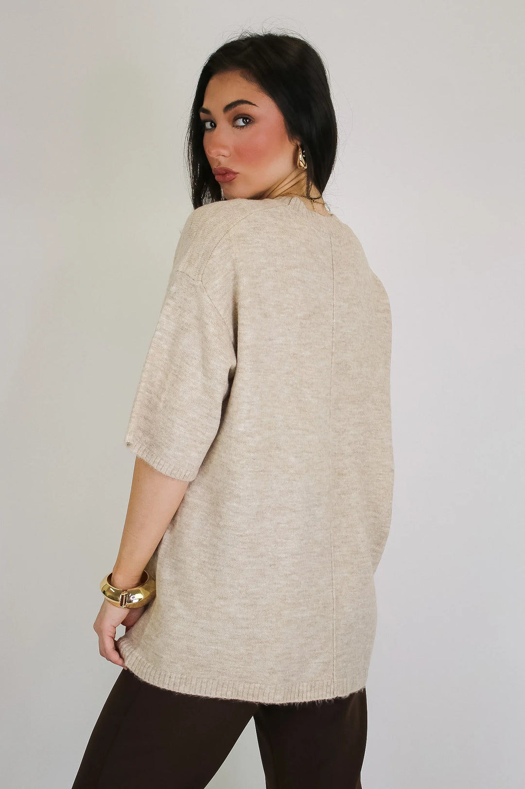 Zen Oversized Sweater Tee (Heather Beige)