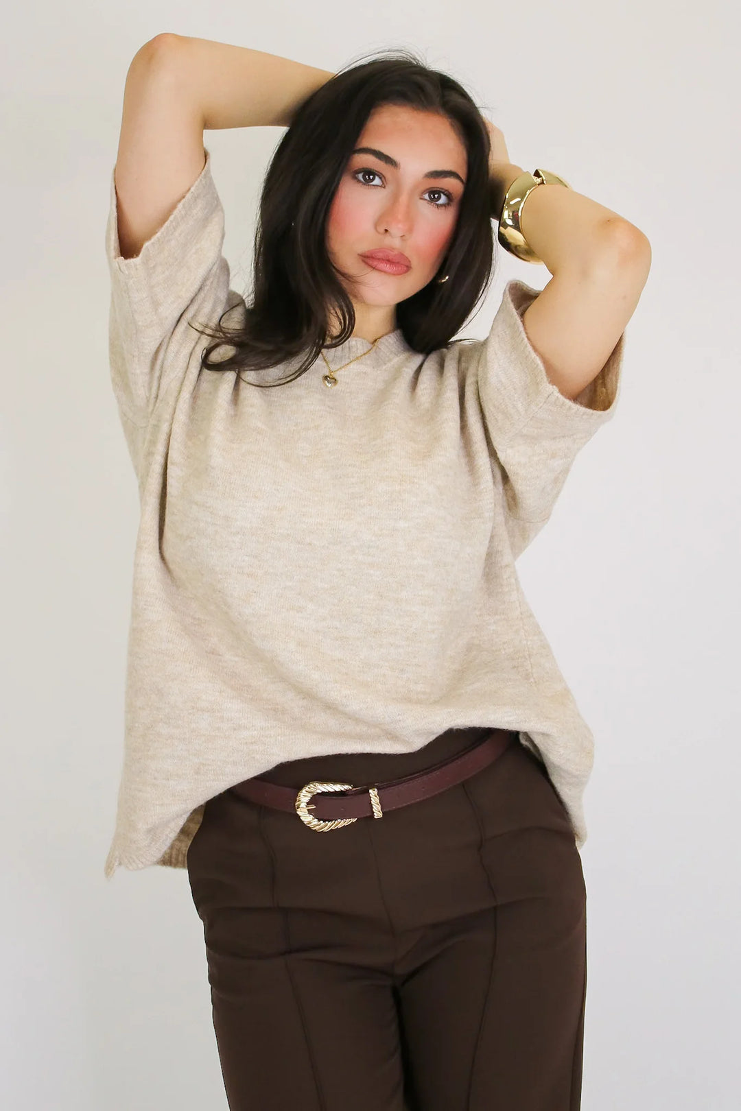 Zen Oversized Sweater Tee (Heather Beige)