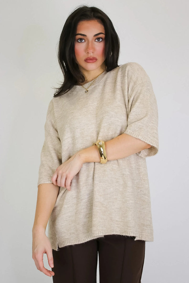 Zen Oversized Sweater Tee (Heather Beige)
