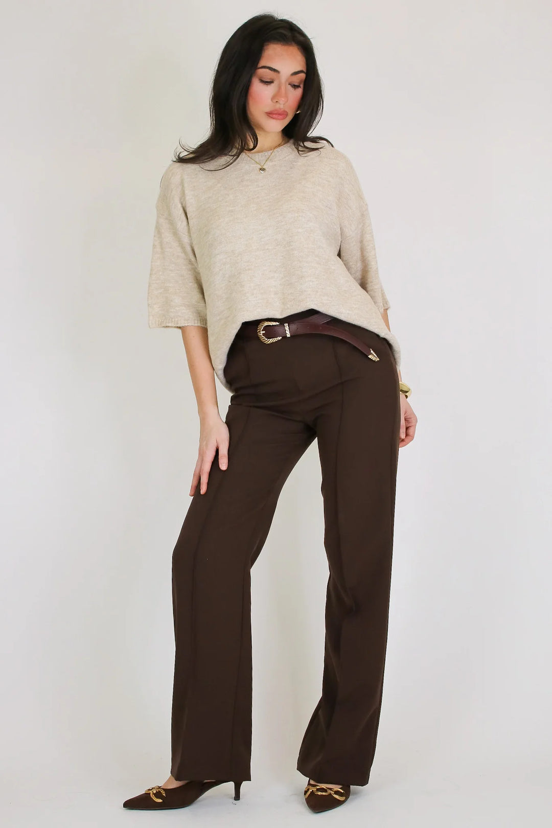 Zen Oversized Sweater Tee (Heather Beige)