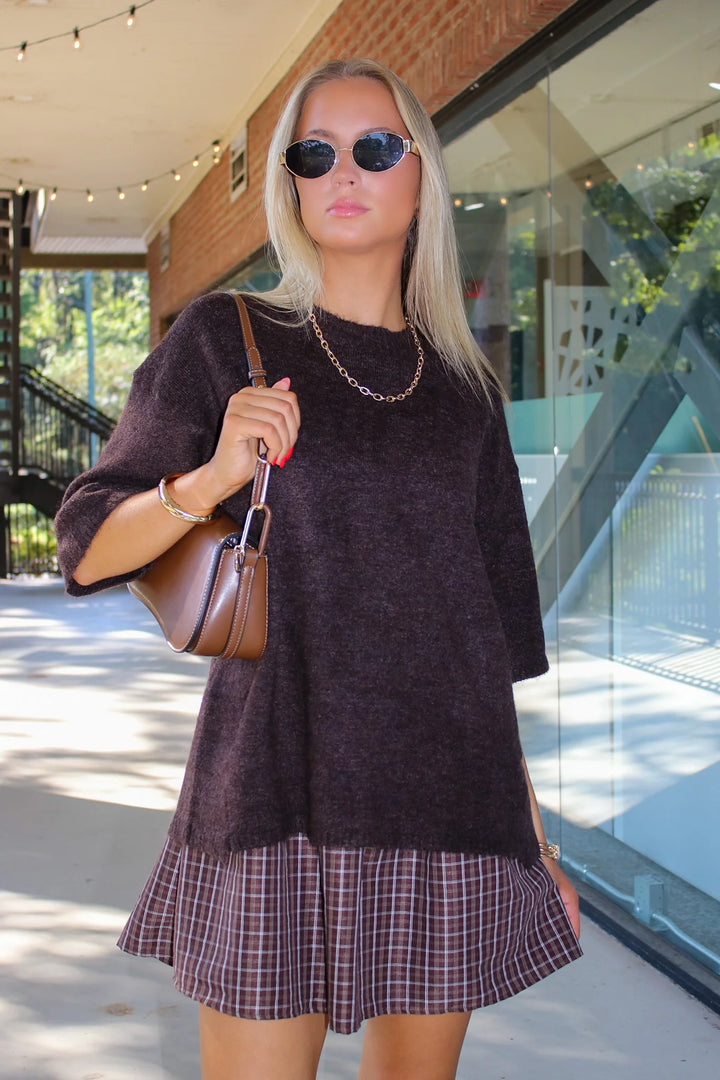 Zen Oversized Sweater Tee (Dark Brown)