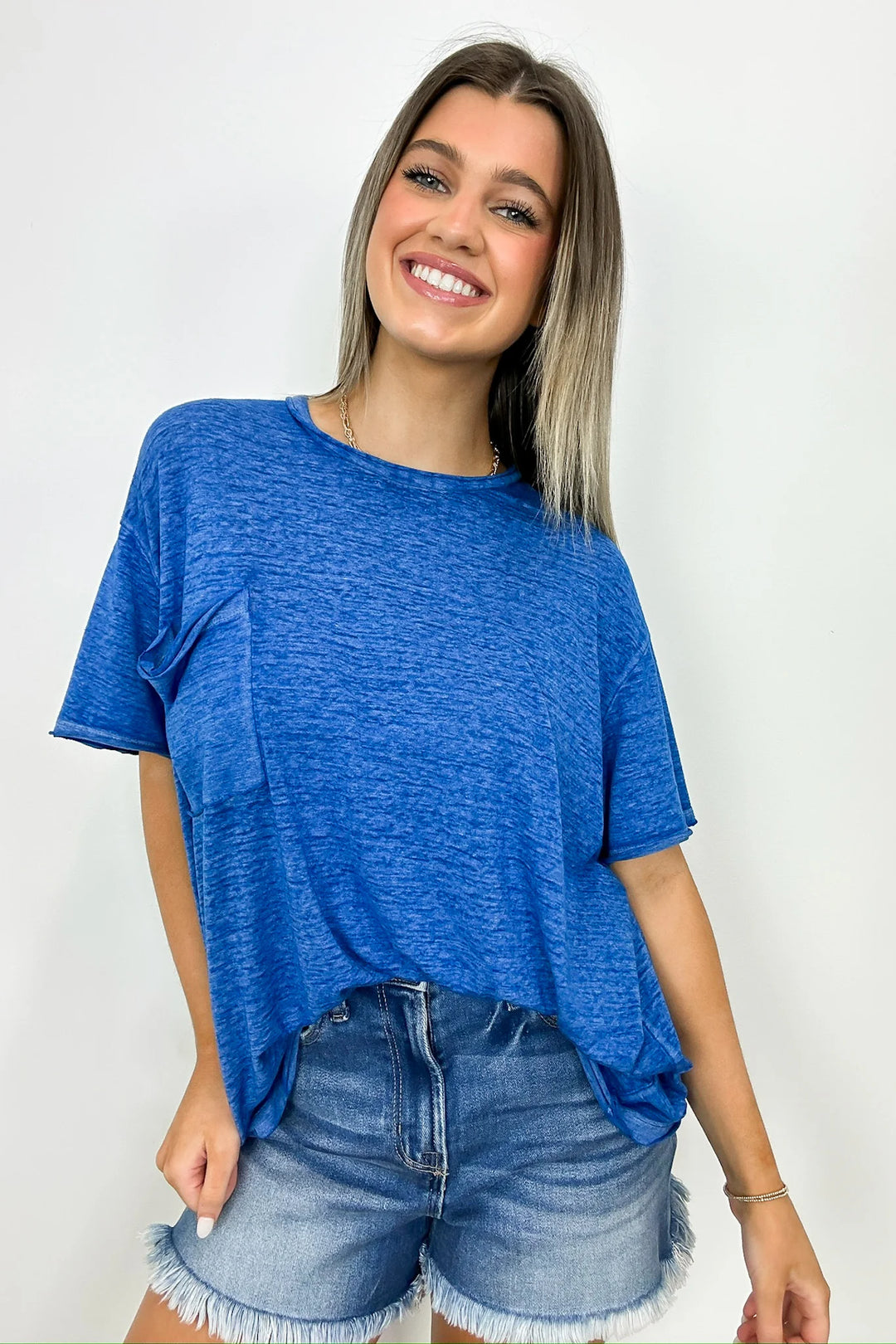 Zen Oversized Burnout Tee (Classic Blue)