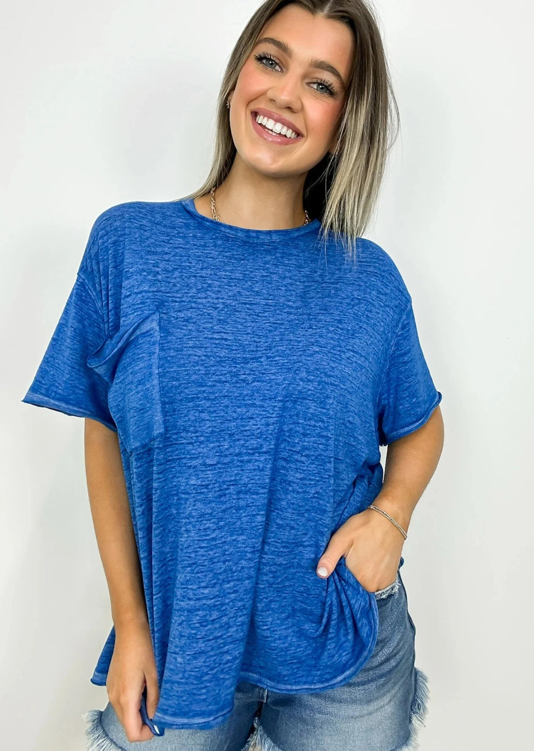 Zen Oversized Burnout Tee (Indigo)