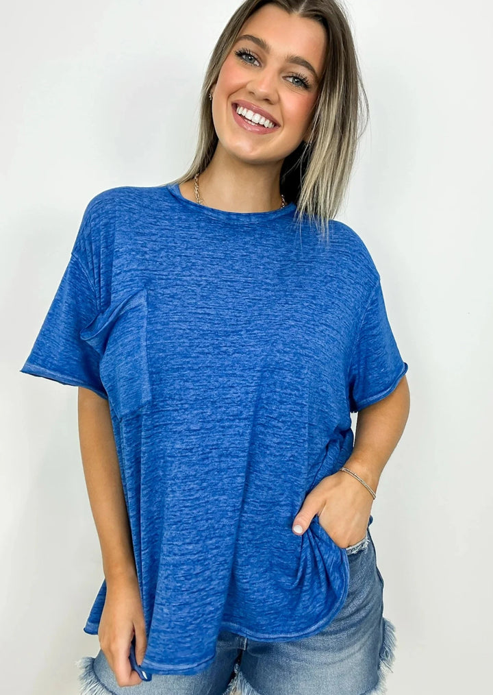Zen Oversized Burnout Tee (Indigo)