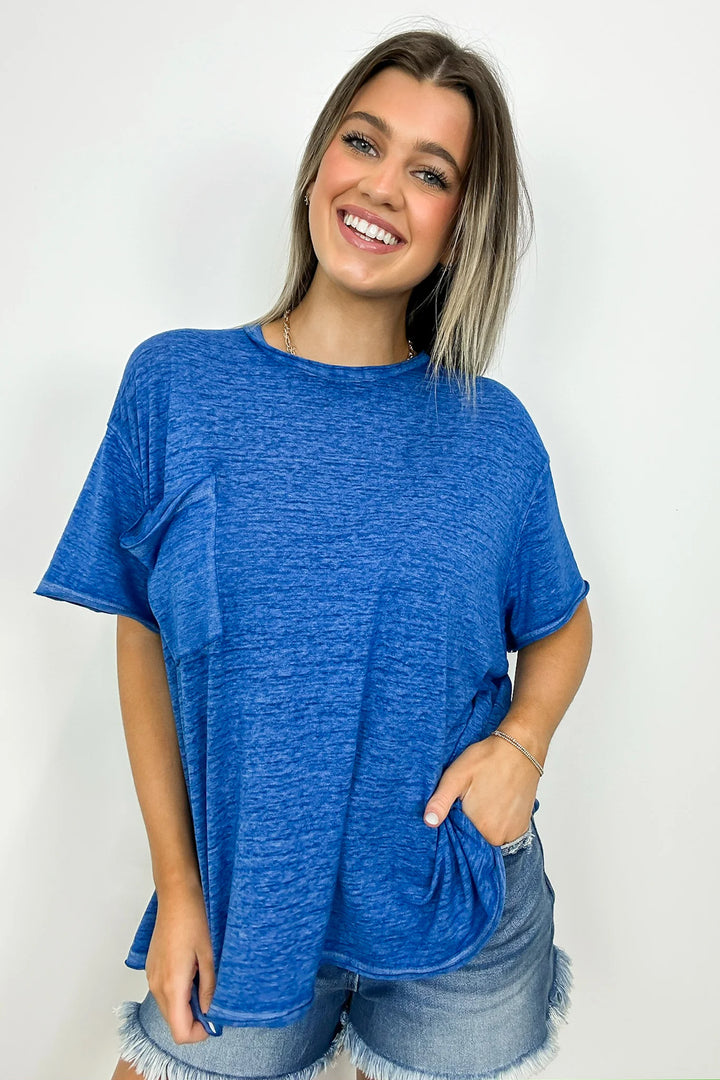 Zen Oversized Burnout Tee (Classic Blue)
