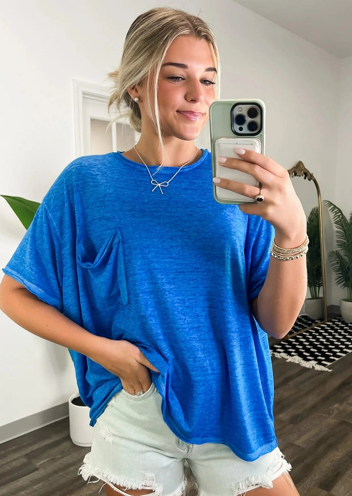 Zen Oversized Burnout Tee (Indigo)