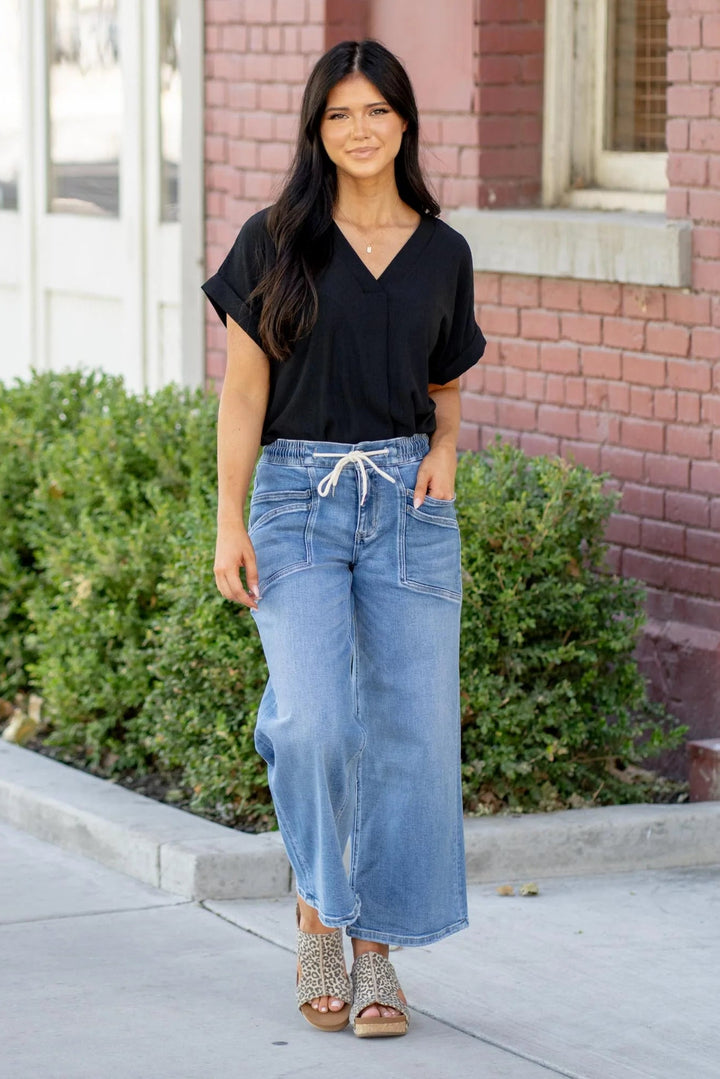 Vervet Drawstring Wide Leg Jean