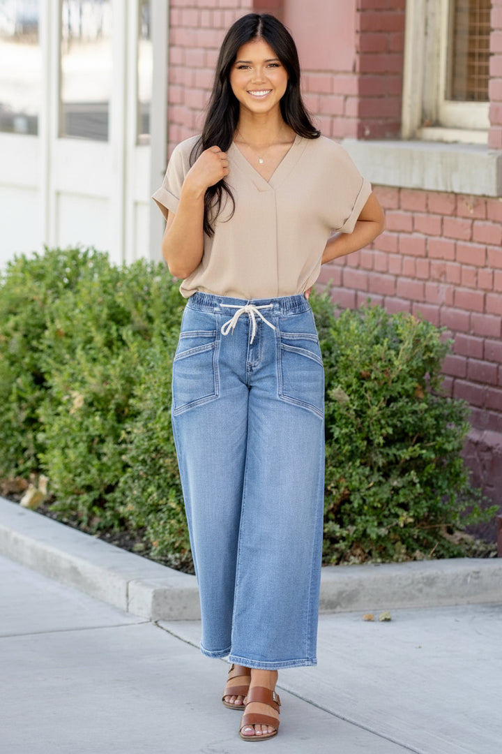 Vervet Drawstring Wide Leg Jean