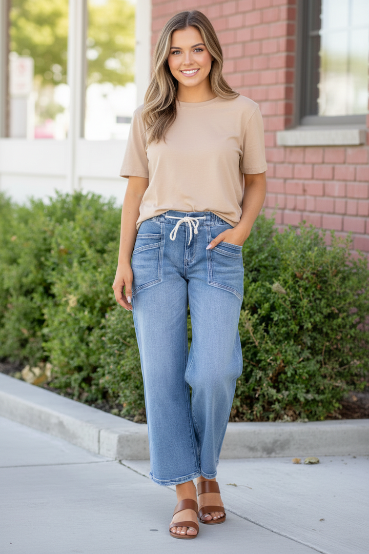 Vervet Drawstring Wide Leg Jean