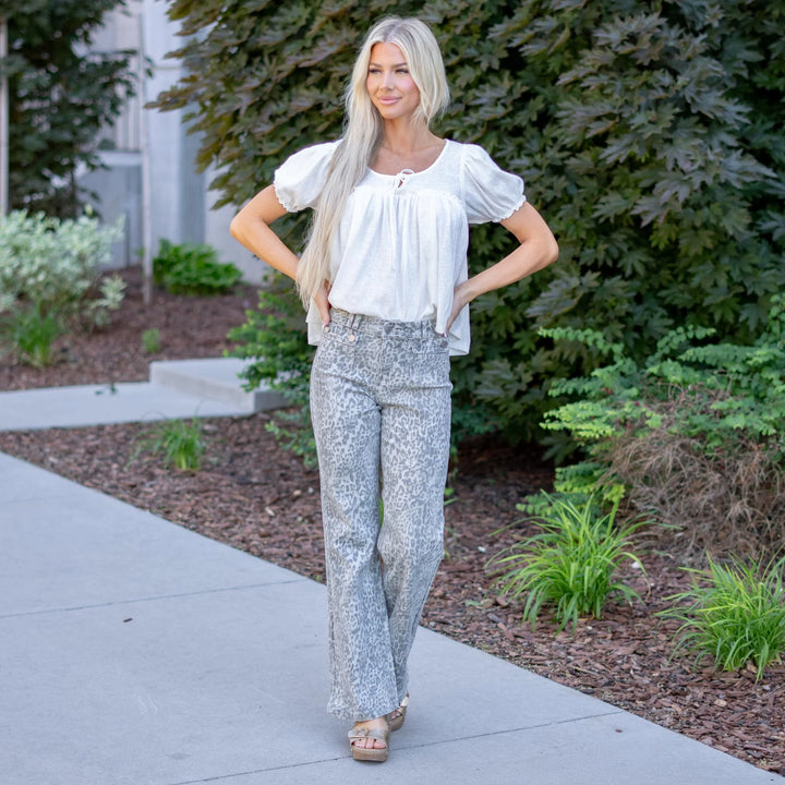 Kancan Leopard Flared Jean