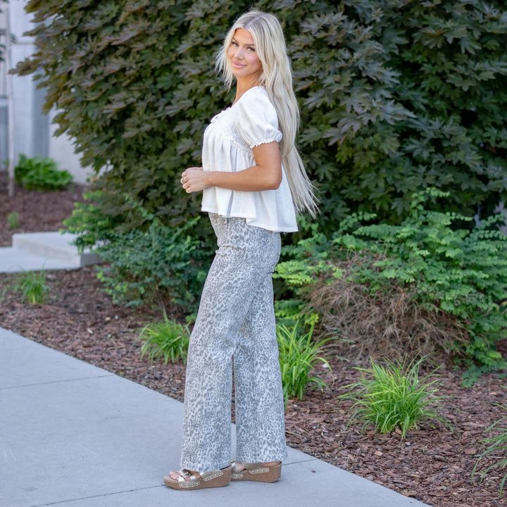 Kancan Leopard Flared Jean