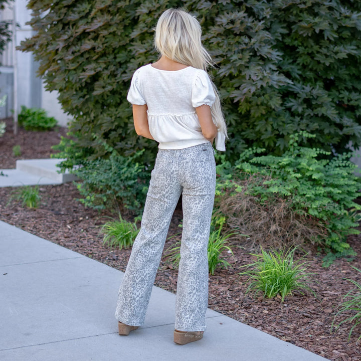 Kancan Leopard Flared Jean