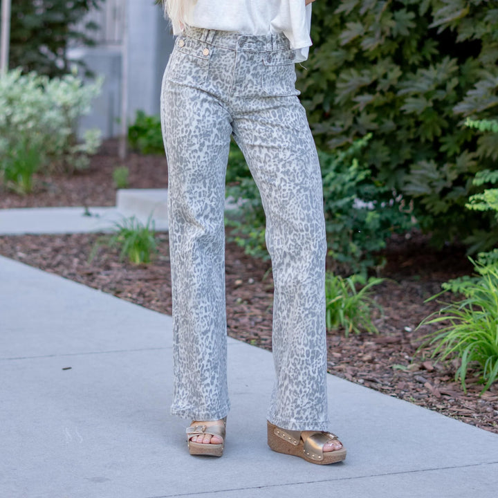 Kancan Leopard Flared Jean