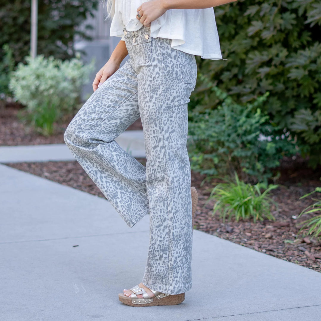Kancan Leopard Flared Jean