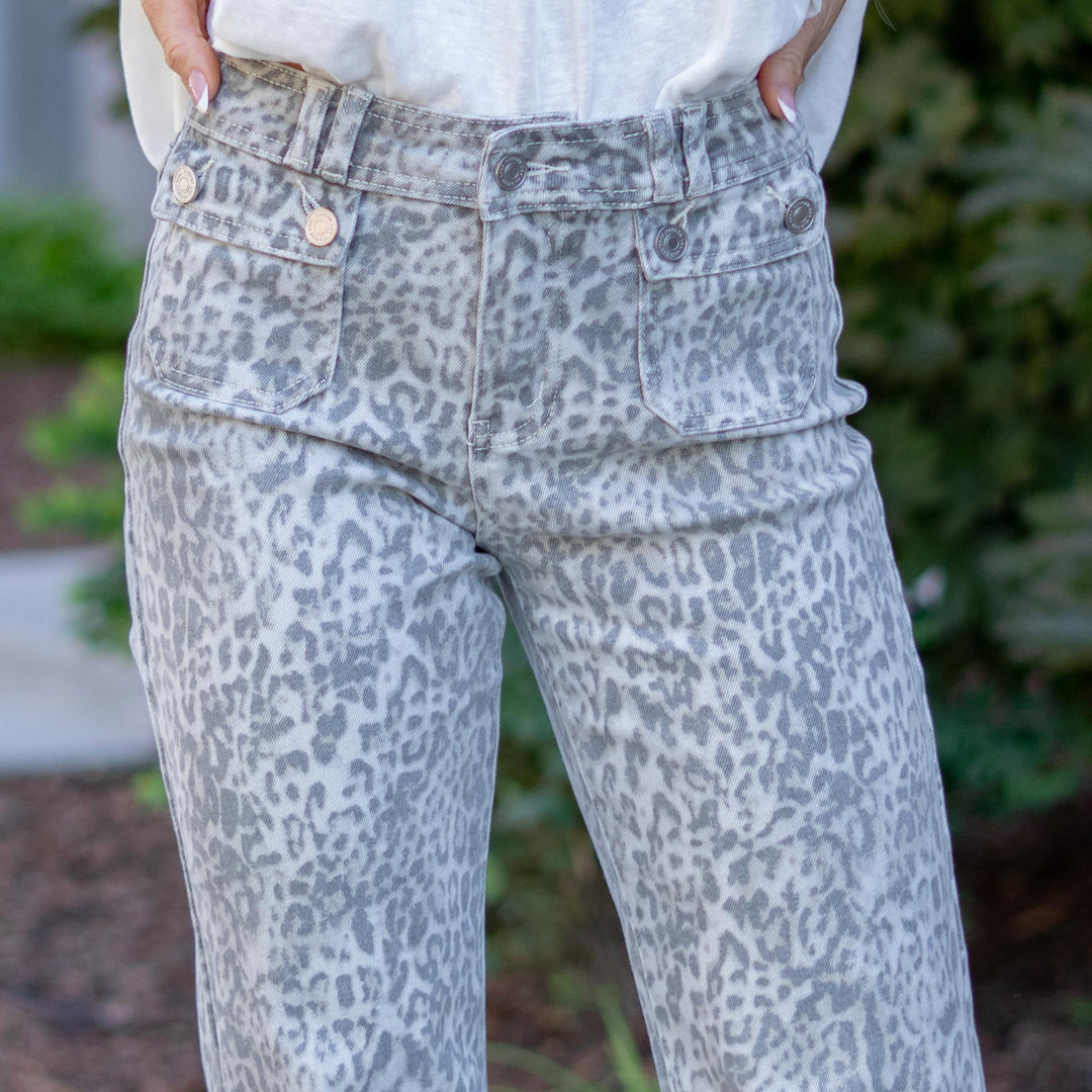 Kancan Leopard Flared Jean