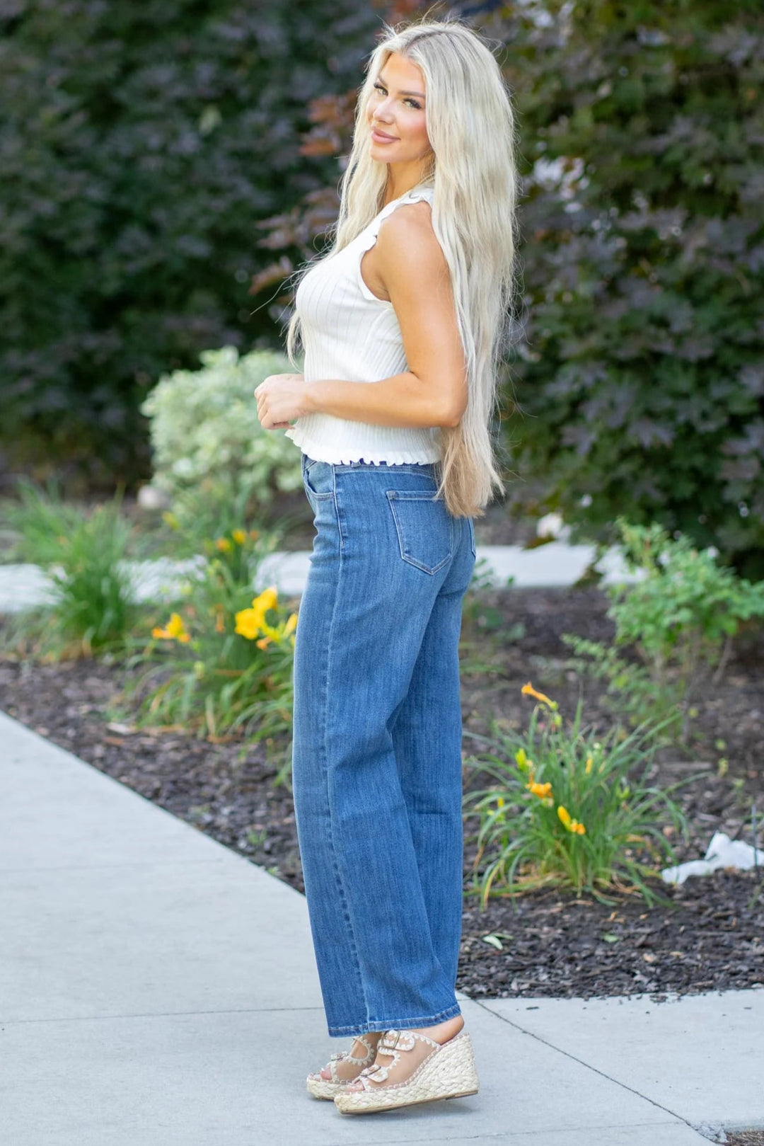 Kancan Curvy Fit Wide Leg Jean