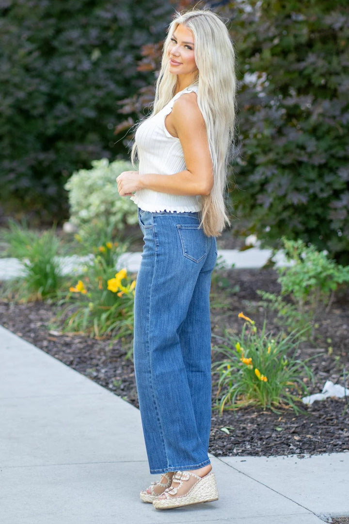 Kancan Curvy Fit Wide Leg Jean