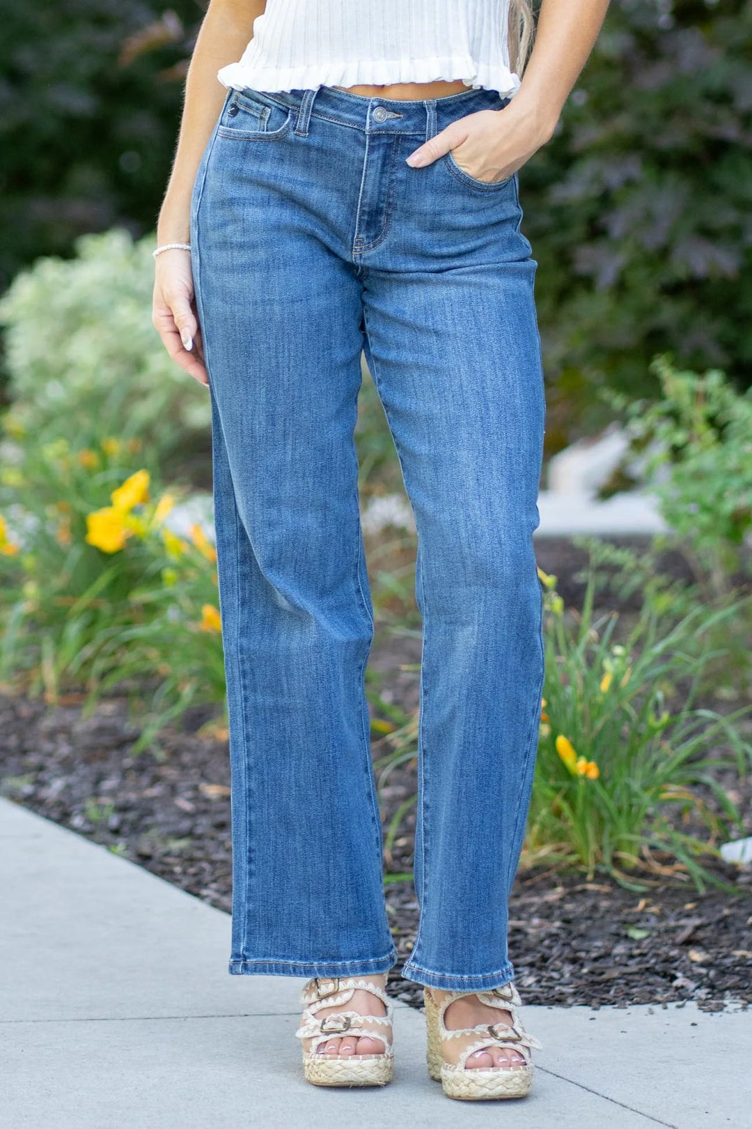 Kancan Curvy Fit Wide Leg Jean