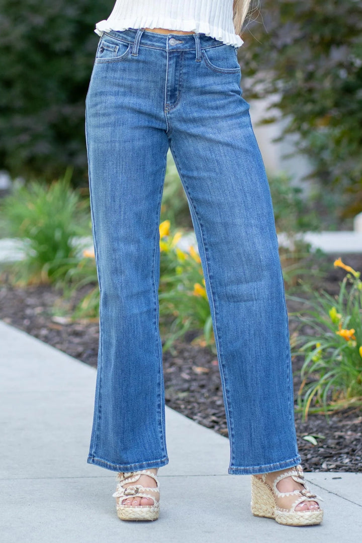 Kancan Curvy Fit Wide Leg Jean