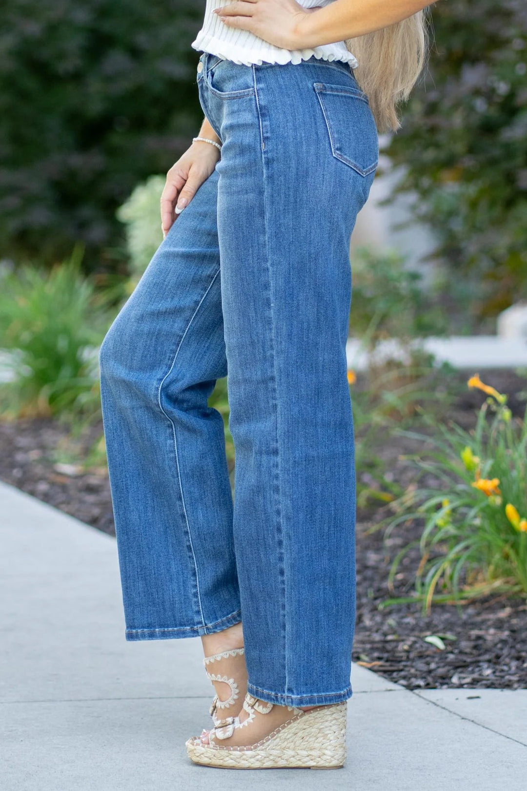 Kancan Curvy Fit Wide Leg Jean