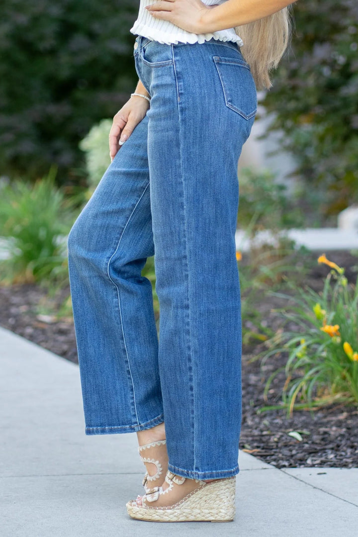 Kancan Curvy Fit Wide Leg Jean