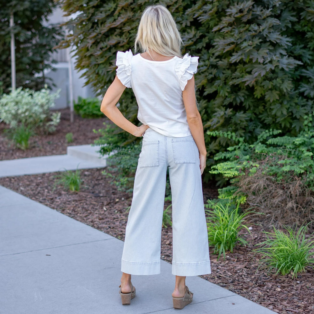 Kancan Pinstripe Wide Leg Jean