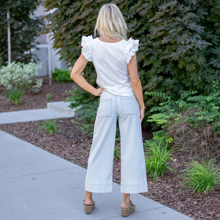 Kancan Pinstripe Wide Leg Jean