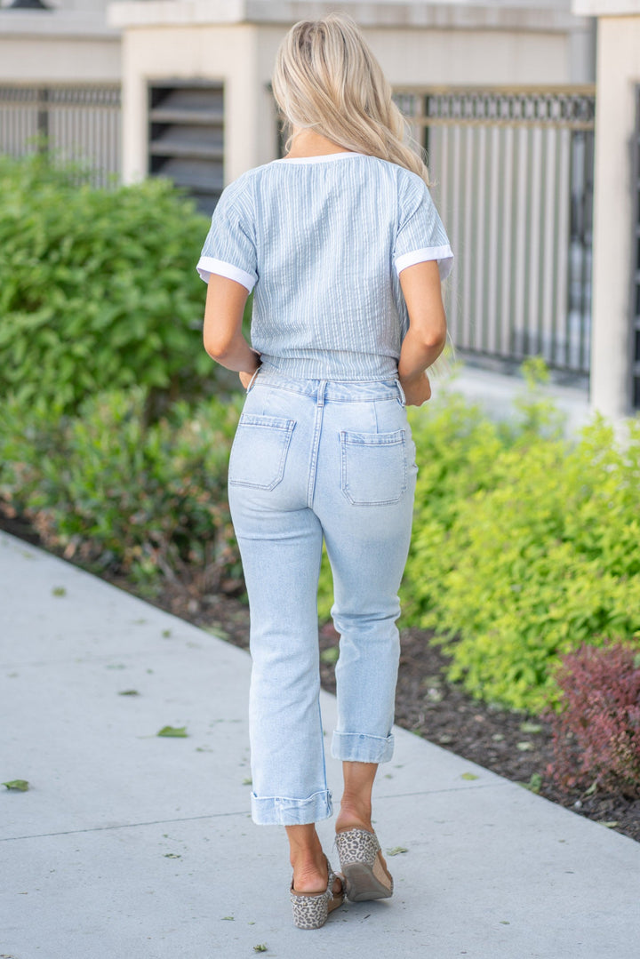 Kancan Angelina Crop Flare Jean (Light Wash)