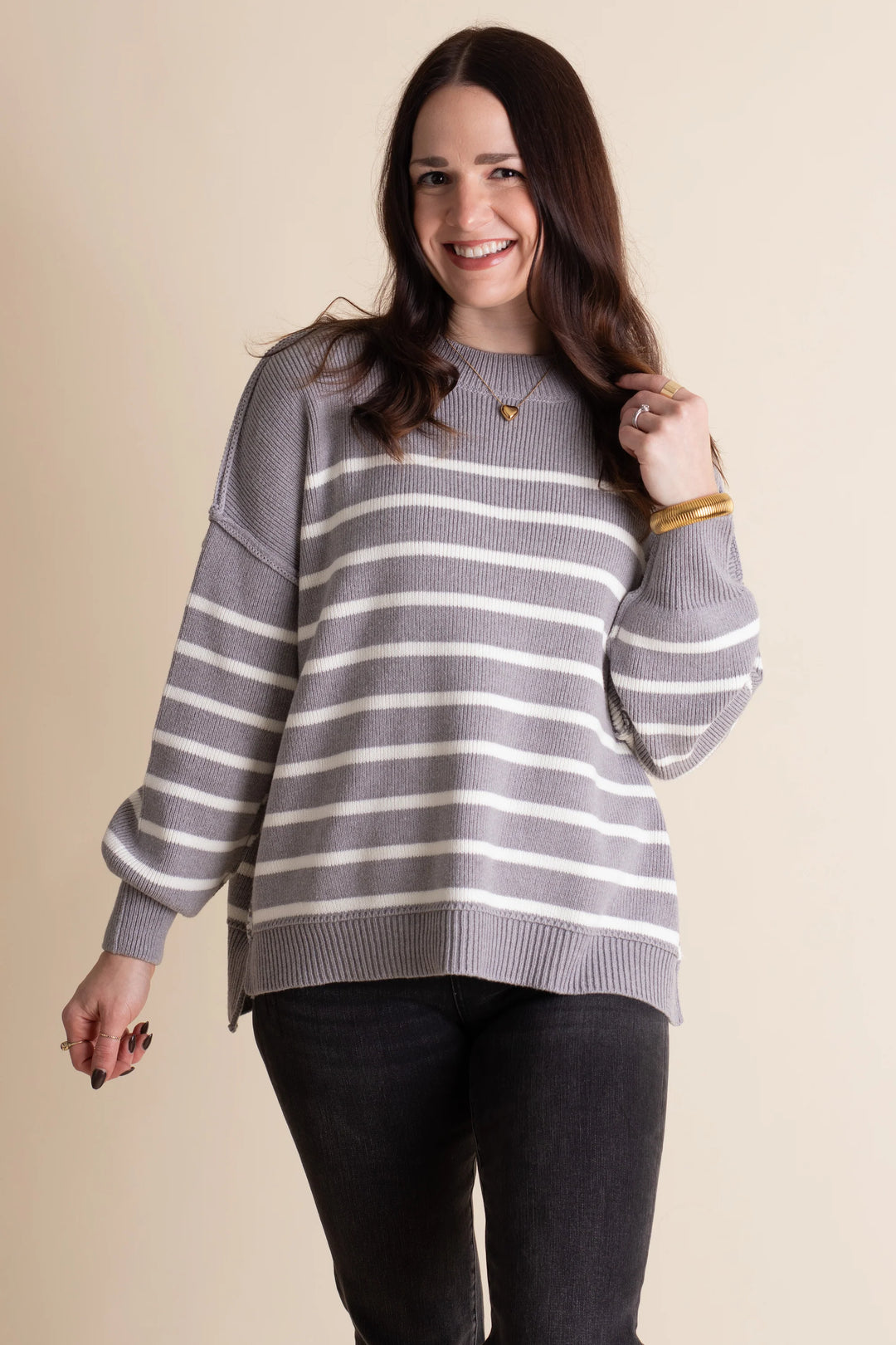 Zen Striped Arthur Sweater (Heather Grey)