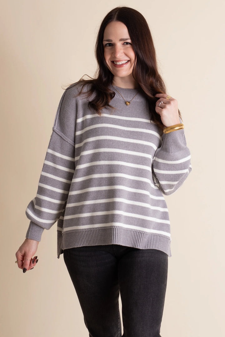 Zen Striped Arthur Sweater (Heather Grey)