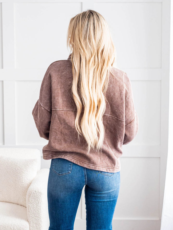 Zen Acid Wash Fleece Shacket (Mocha)