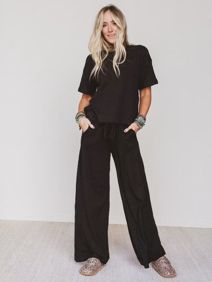 Zen Cotton Slub Lounge Set (Black)