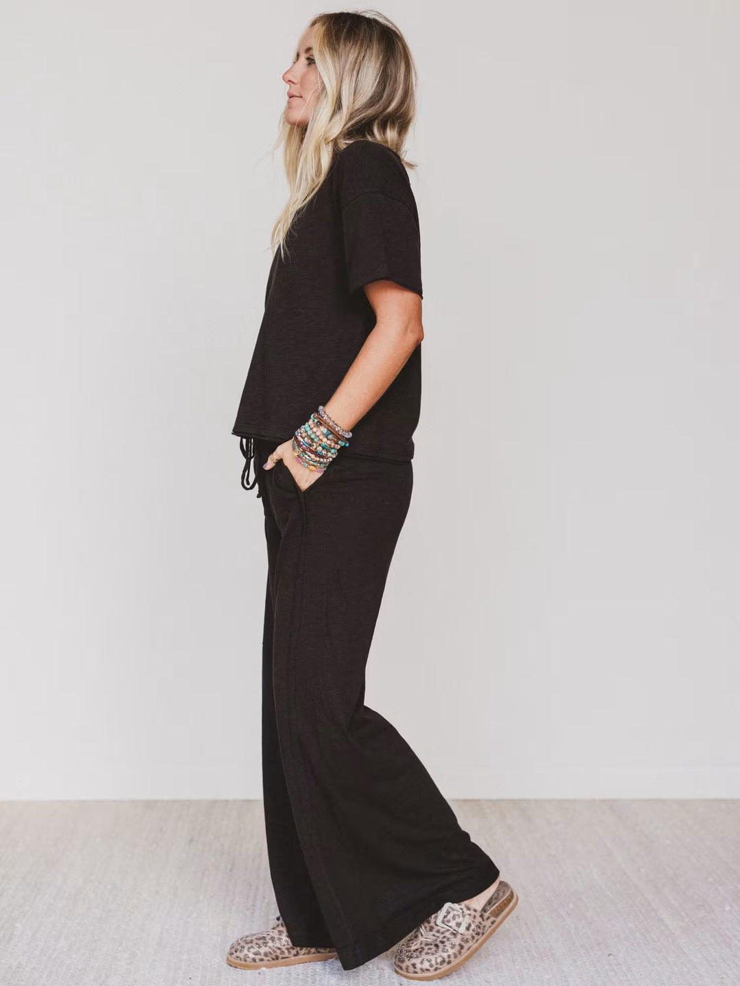Zen Cotton Slub Lounge Set (Black)