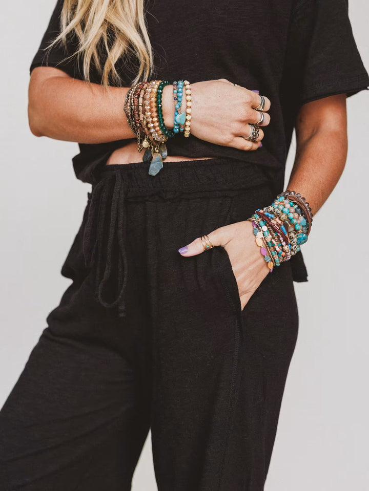 Zen Cotton Slub Lounge Set (Black)