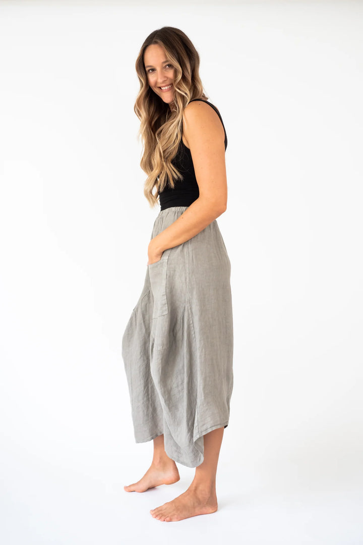 Meo Linen Crop Harem Pants (Taupe)