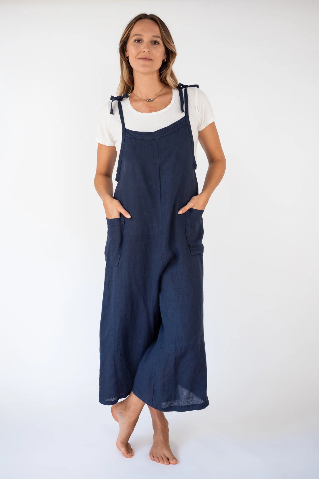 Lighter Days Linen Jumpsuit (Navy)