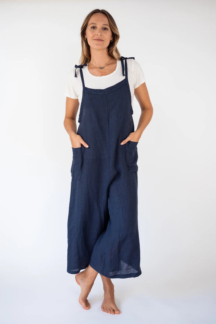 Lighter Days Linen Jumpsuit (Navy)