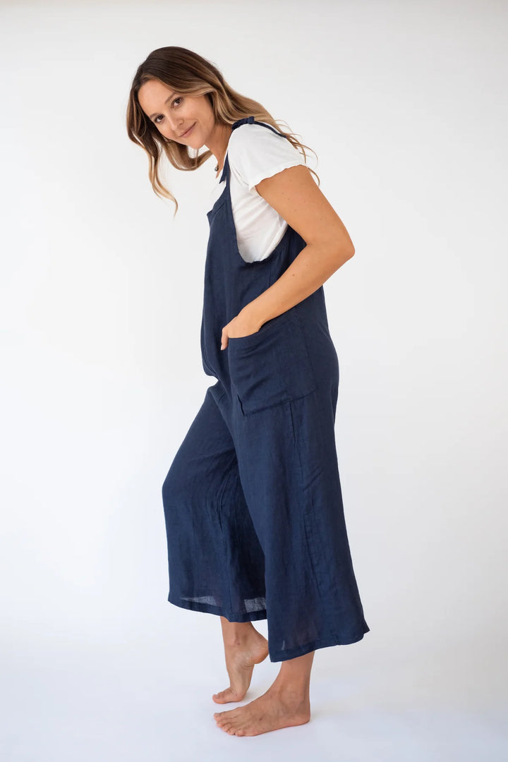 Lighter Days Linen Jumpsuit (Navy)