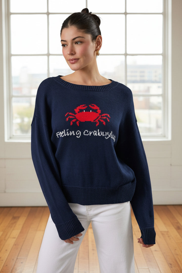 Sunday Edition Feeling Crabulous Sweater (Navy)