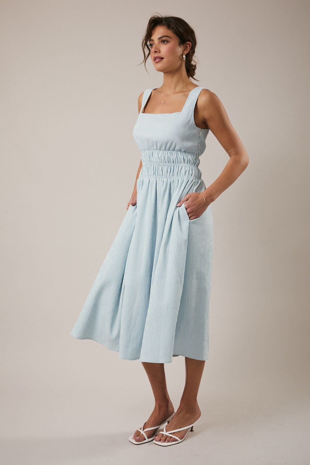 Sunday Edition Pinstripe Midi Dress